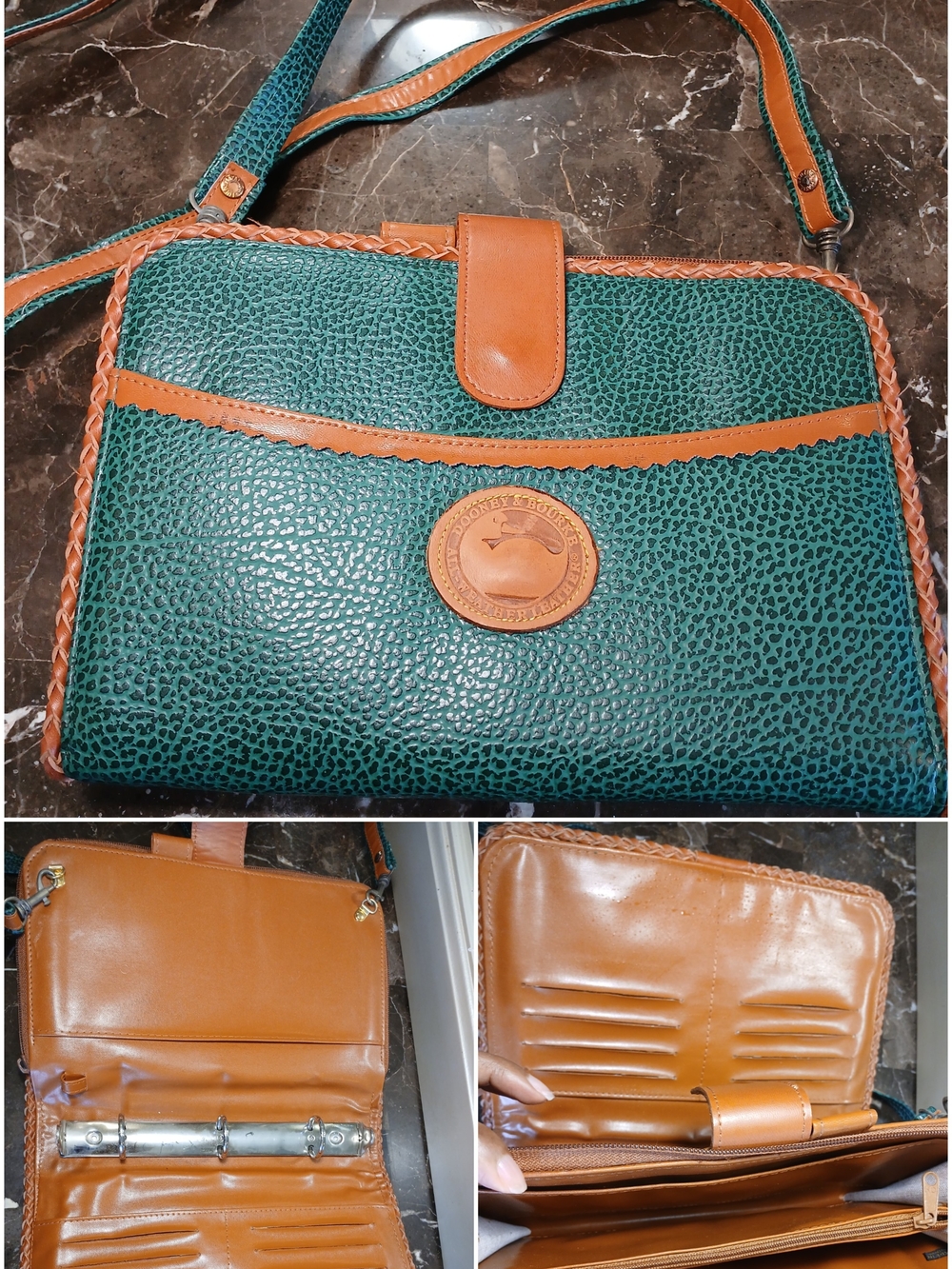 Vintage Dooney & Bourke Pebbled Leather Crossbody Wallet/ Organizer